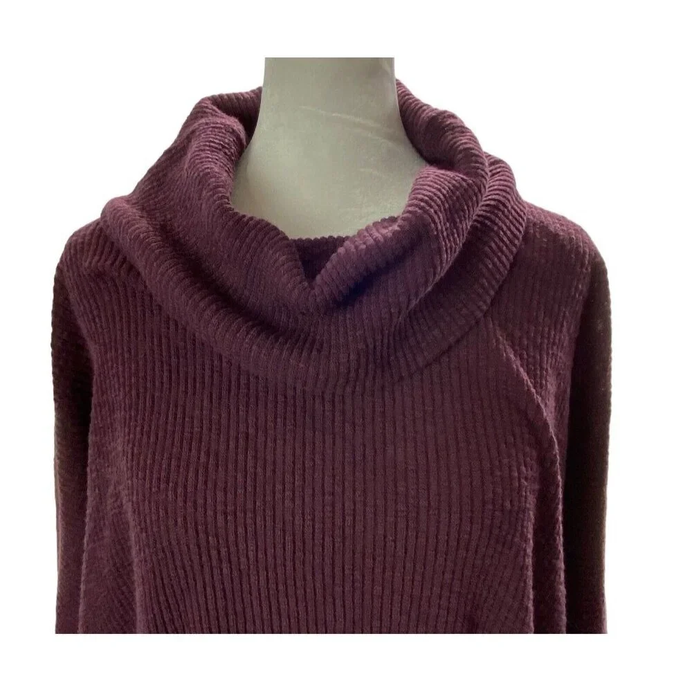 FREE PEOPLE BEACH Women World Traveler Sweater Open Back Sz L Purple Casual 62-3